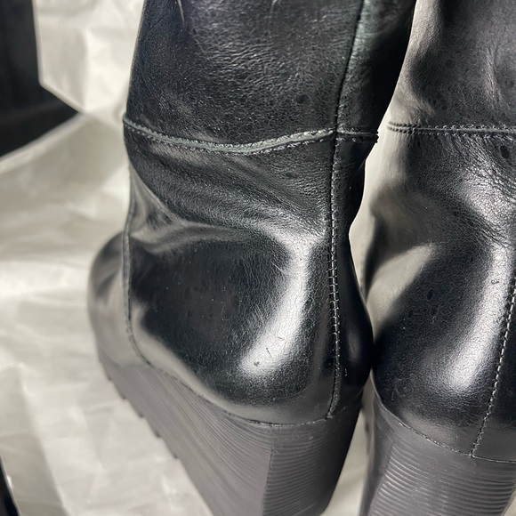 Preloved MICHAEL Michael Kors y2k leather sherpa trim wedge boots size 7.5 - Picture 10 of 17